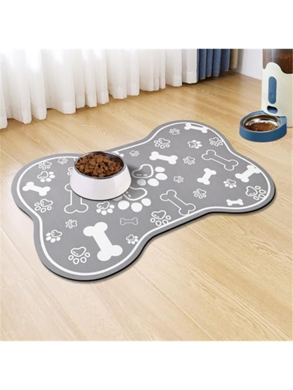 Dog Cat Food Mat Rapid Absorbent Pet Feeding Mat Bone Shaped Dog Placemat 12x18